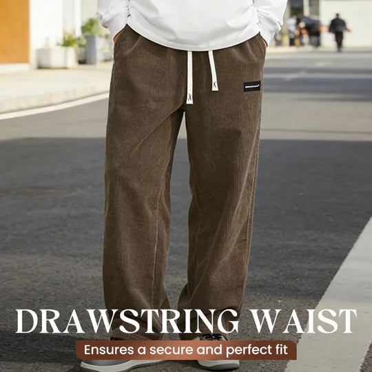 Men's Loose-Fit Drawstring Pants with Pockets