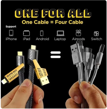 4 in 1 Fast charging Cable PD65W 1.5MLength (usB-A, Type C, Lightning)
