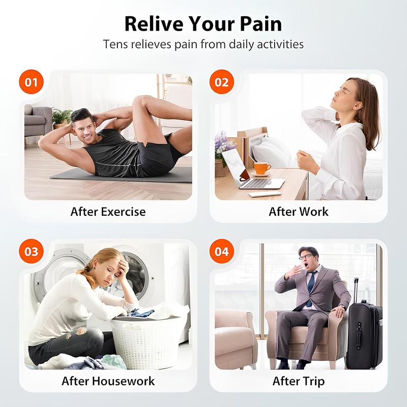 TENS EMS Muscle Stimulator – 10 Modes, Dual Channel, 30 Intensity Levels, Compact & Rechargeable