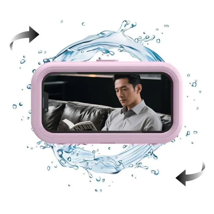 Universal Waterproof Phone Mount for Shower | 480° Adjustable & Retractable Arm | Anti-Fog Touch Case for Bathtub & Kitchen | Fits Phones up to 6.8 Inches