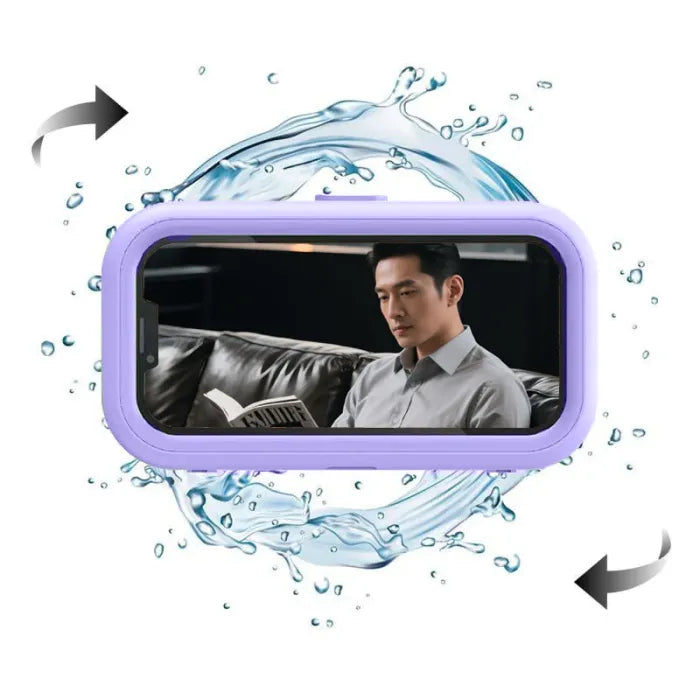 Universal Waterproof Phone Mount for Shower | 480° Adjustable & Retractable Arm | Anti-Fog Touch Case for Bathtub & Kitchen | Fits Phones up to 6.8 Inches