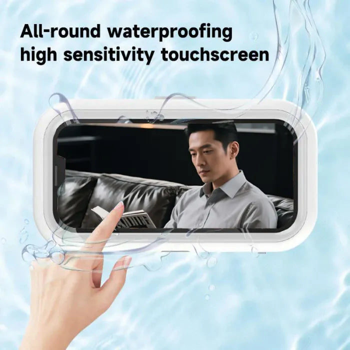Universal Waterproof Phone Mount for Shower | 480° Adjustable & Retractable Arm | Anti-Fog Touch Case for Bathtub & Kitchen | Fits Phones up to 6.8 Inches
